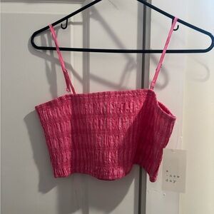 A New Day Pink Asymmetrical Smocked Camisole
